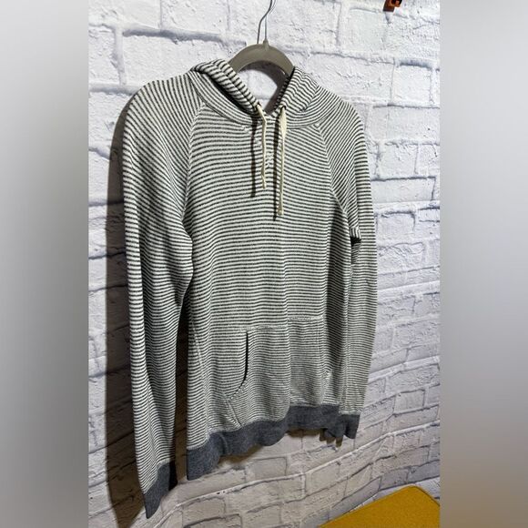 J. Crew Gray and White Striped Hooded Pullover, #311 - Picture 2 of 5